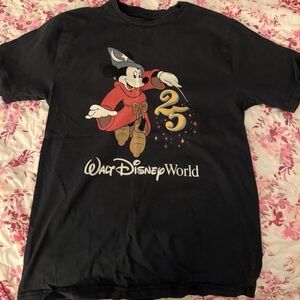 Disney Black T-Shirt with Mickey Mouse and 25th Anniversary Design